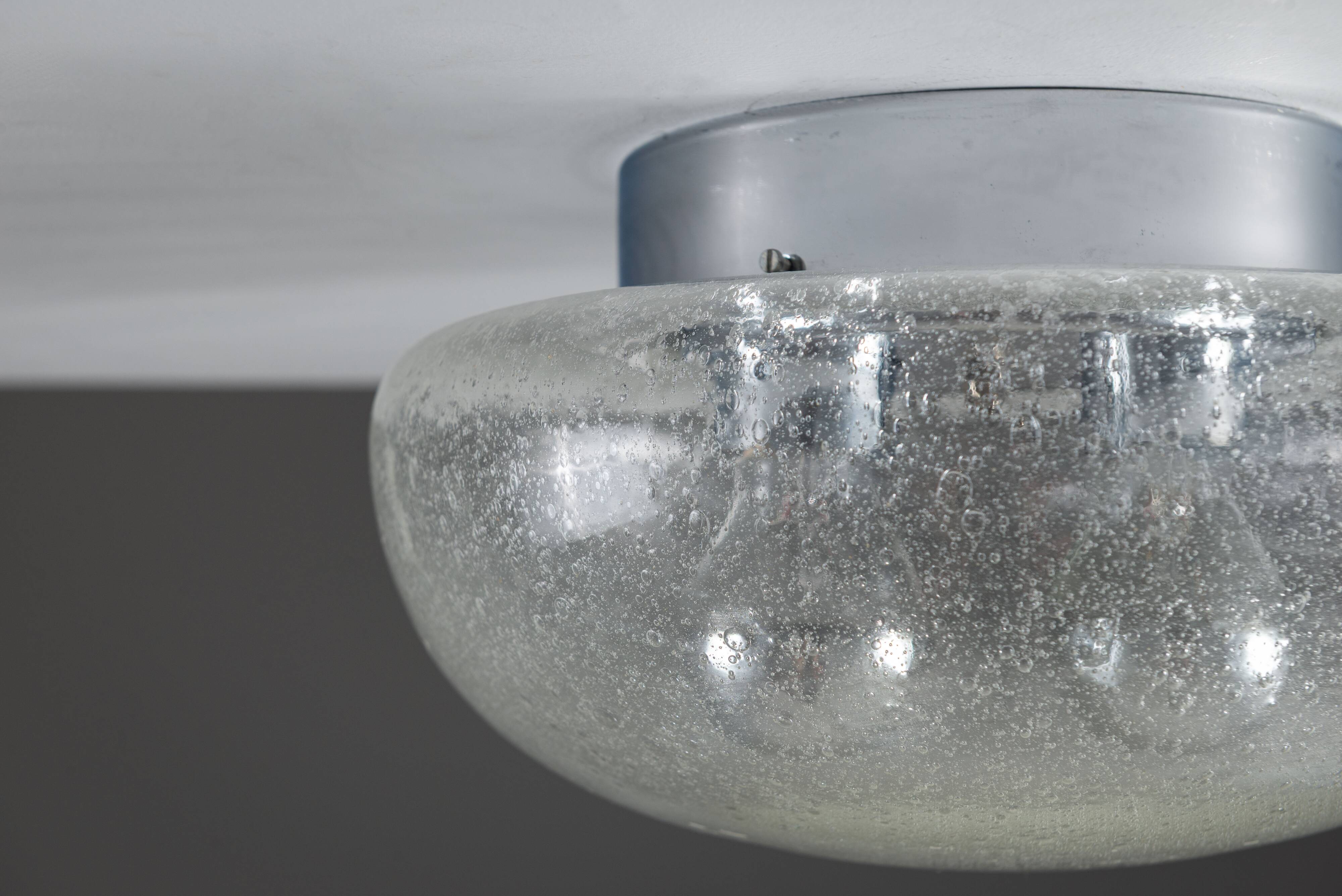 Bubble glass and chrome ceiling lamp
