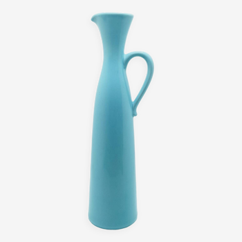 Tall egg blue ceramic jug