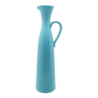 Tall egg blue ceramic jug