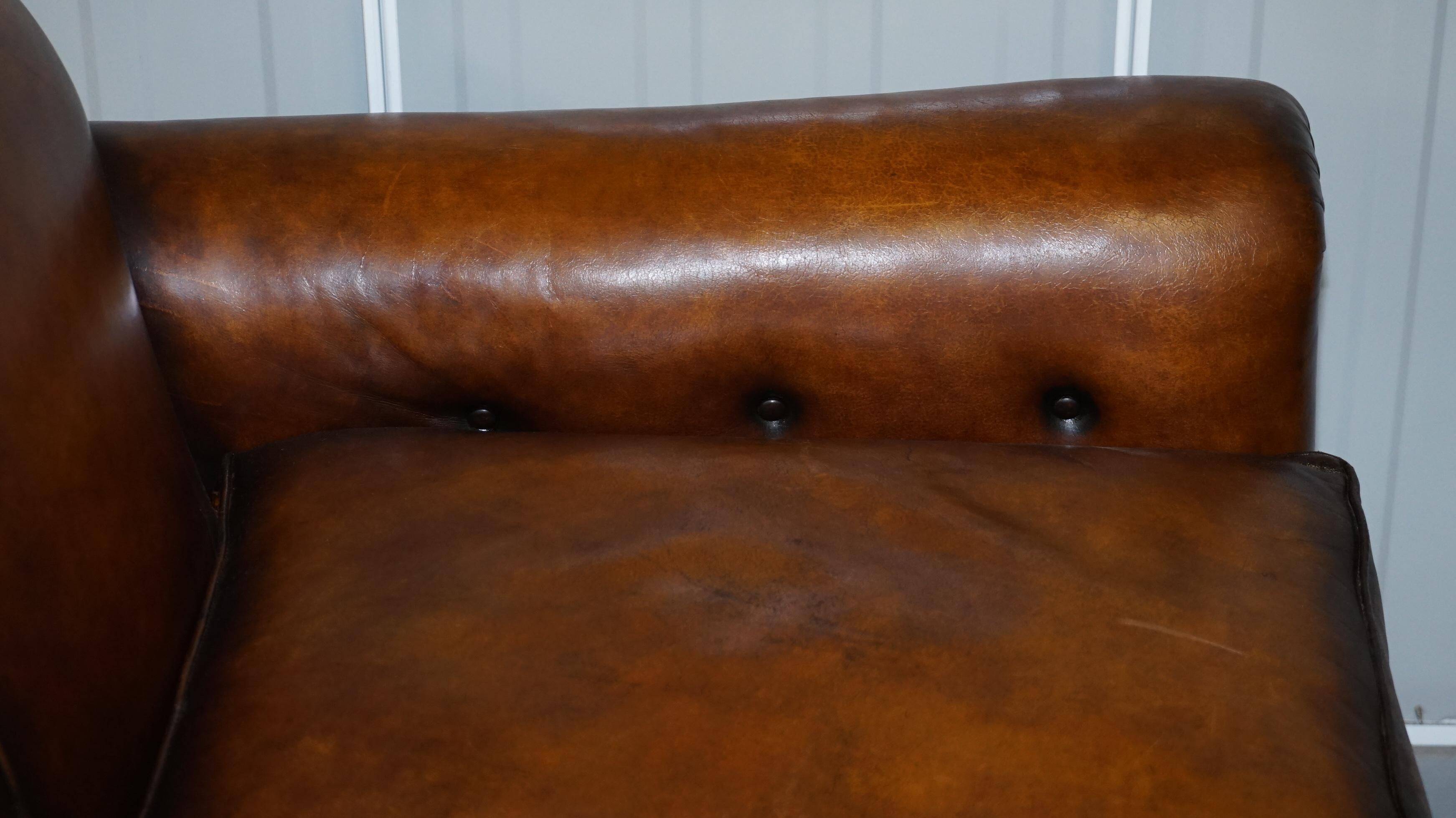 Restored vintage leather sofa from a gentleman's Victorian club.