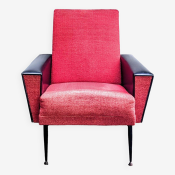 Skaï and fabric armchair, 1960s