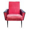 Fauteuil Skaï et tissu, années 60