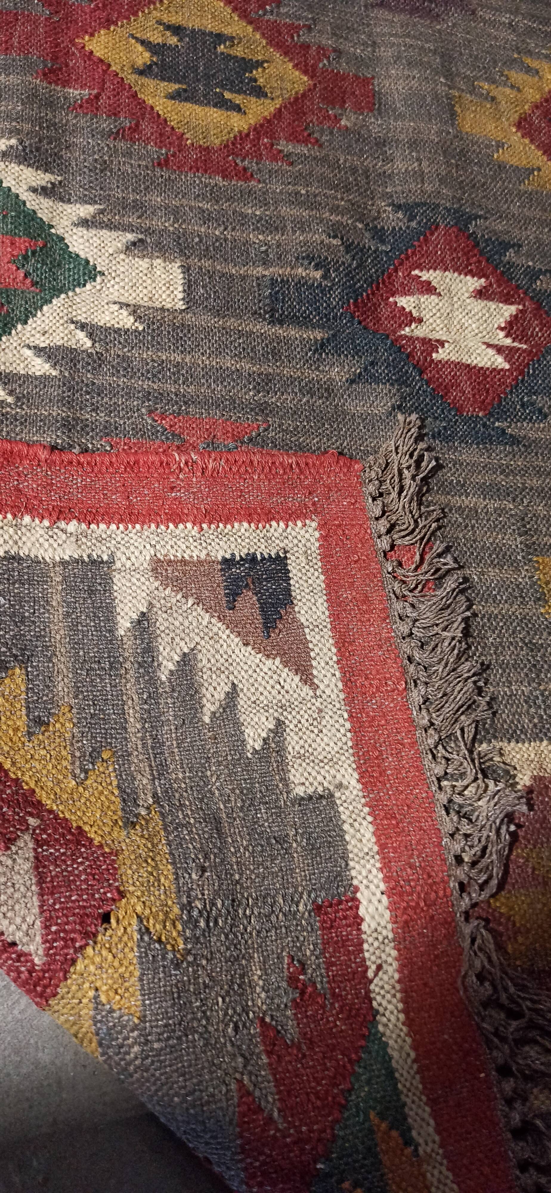 Kilim carpet in burlap and cotton - 90cm x 150cm