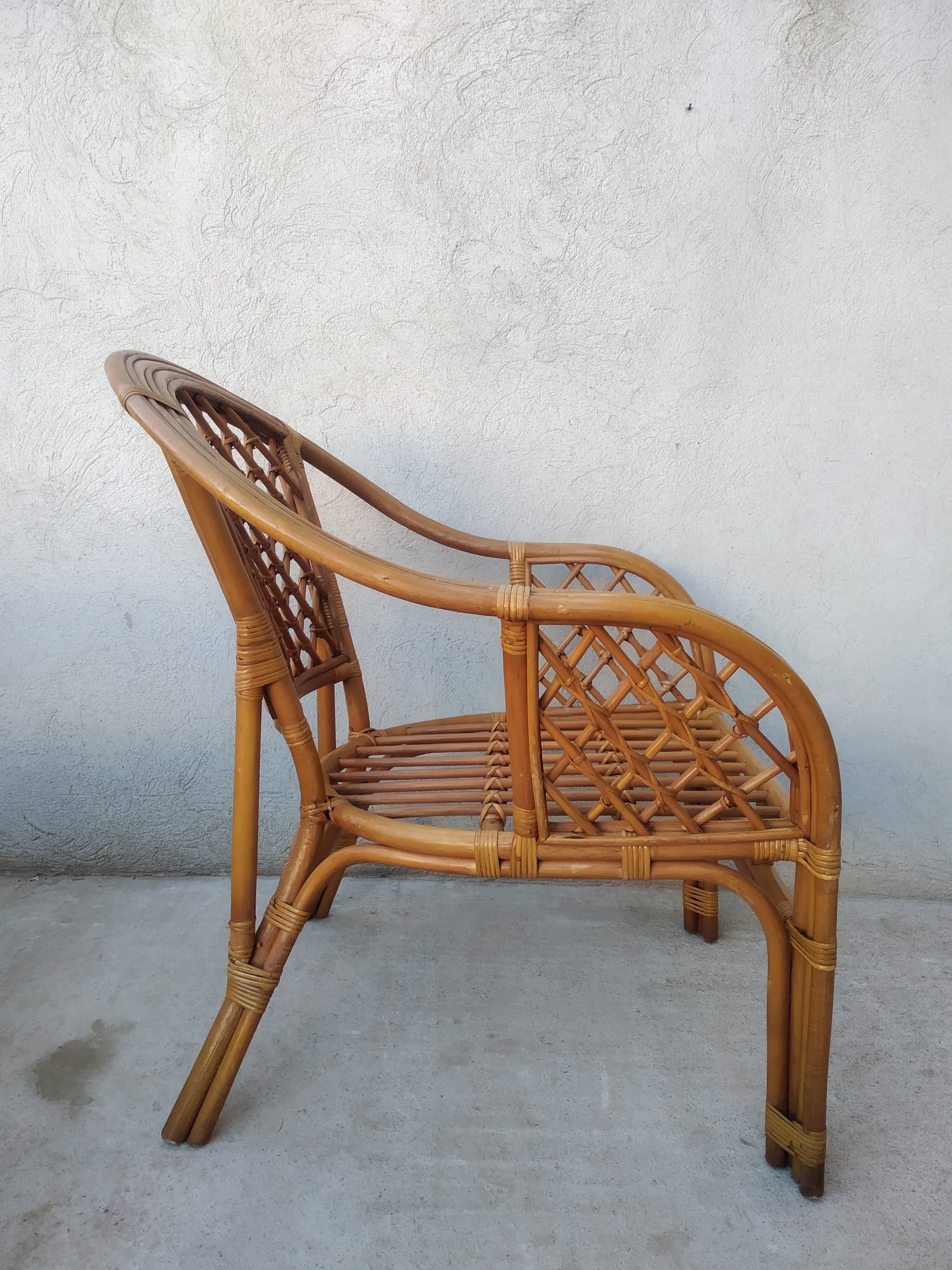 Pair of vintage rattan armchairs