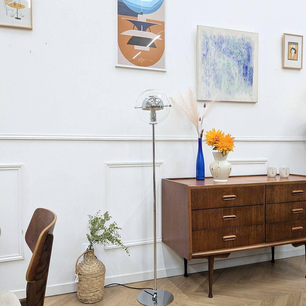 Lampadaire chromé vintage 70s
