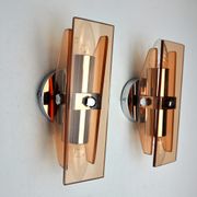 Pair of Veca wall lamps in pink Murano glass Italy 1970