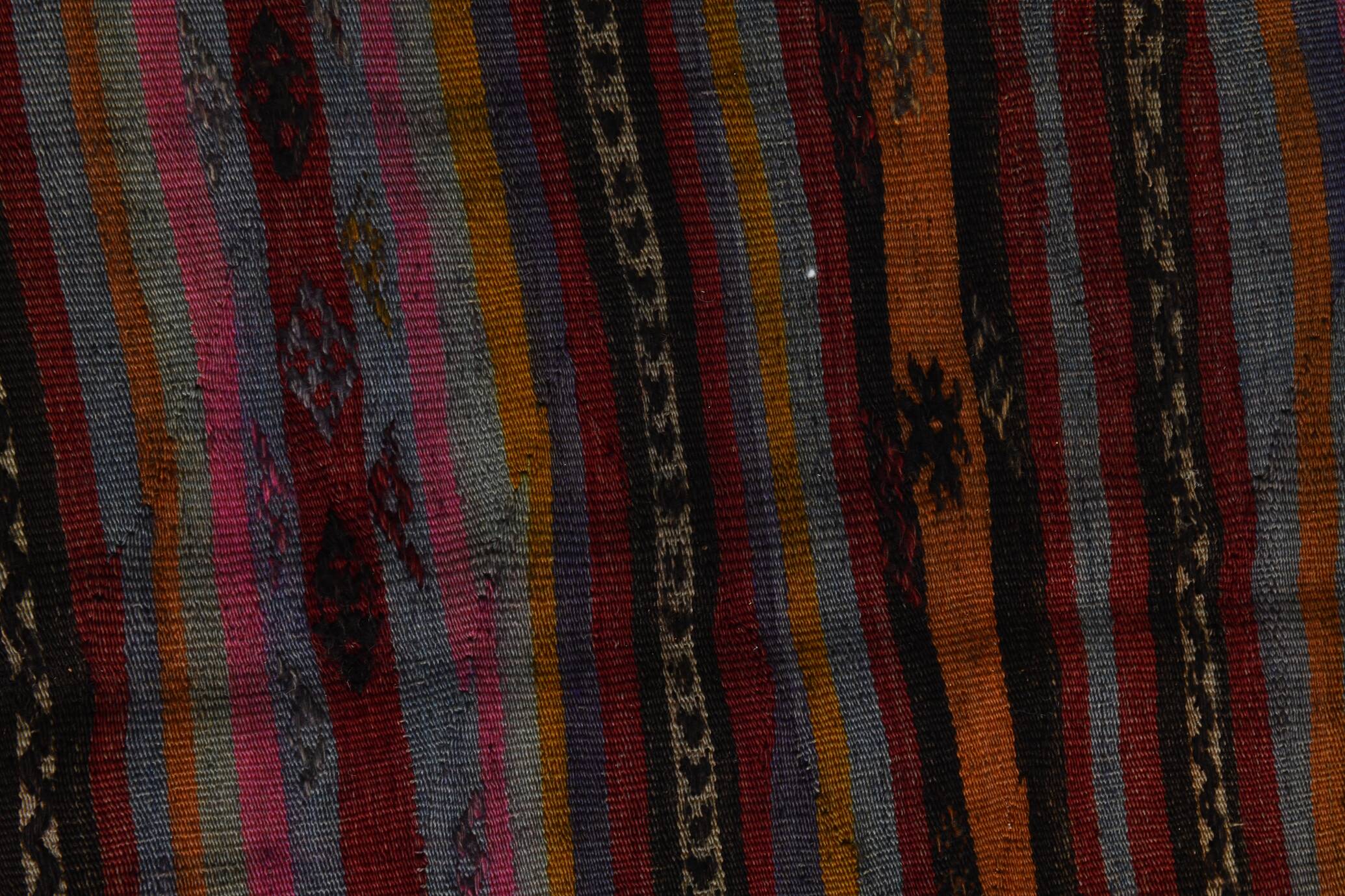 Tapis Kilim Anatolien Vintage – Rayures Ethniques, Tissé Main , 176x242 Cm