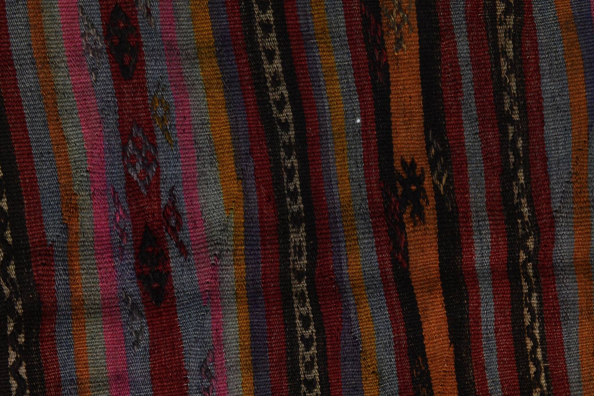 Tapis Kilim Anatolien Vintage – Rayures Ethniques, Tissé Main , 176x242 Cm