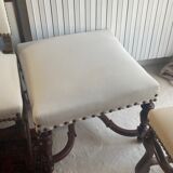 Set of 6 sheep bone chairs and 1 matching ottoman