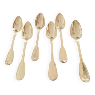 Christofle - Set of 6 table spoons model Chinon in silver-plated metal