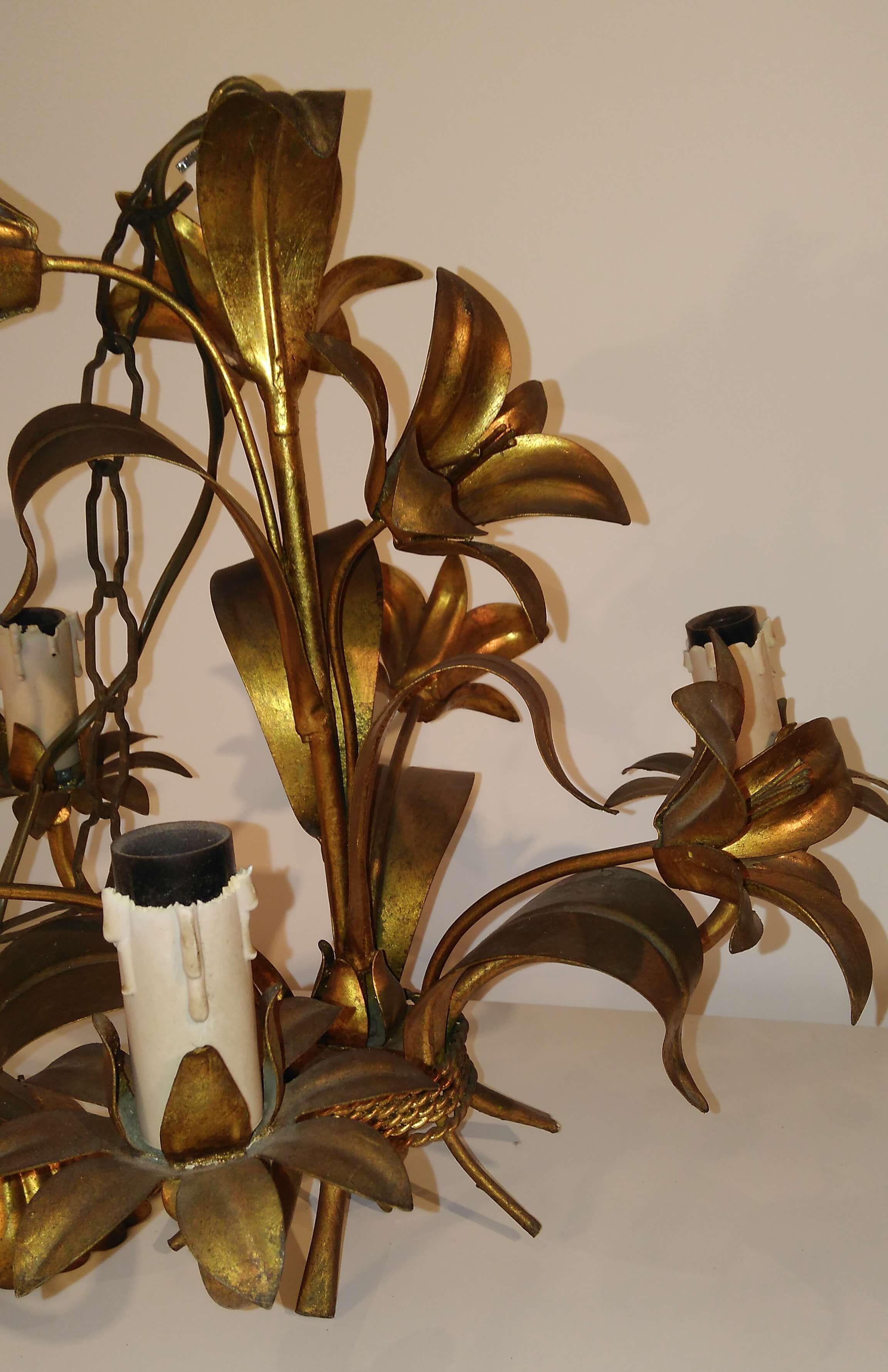 Brass chandelier flowers