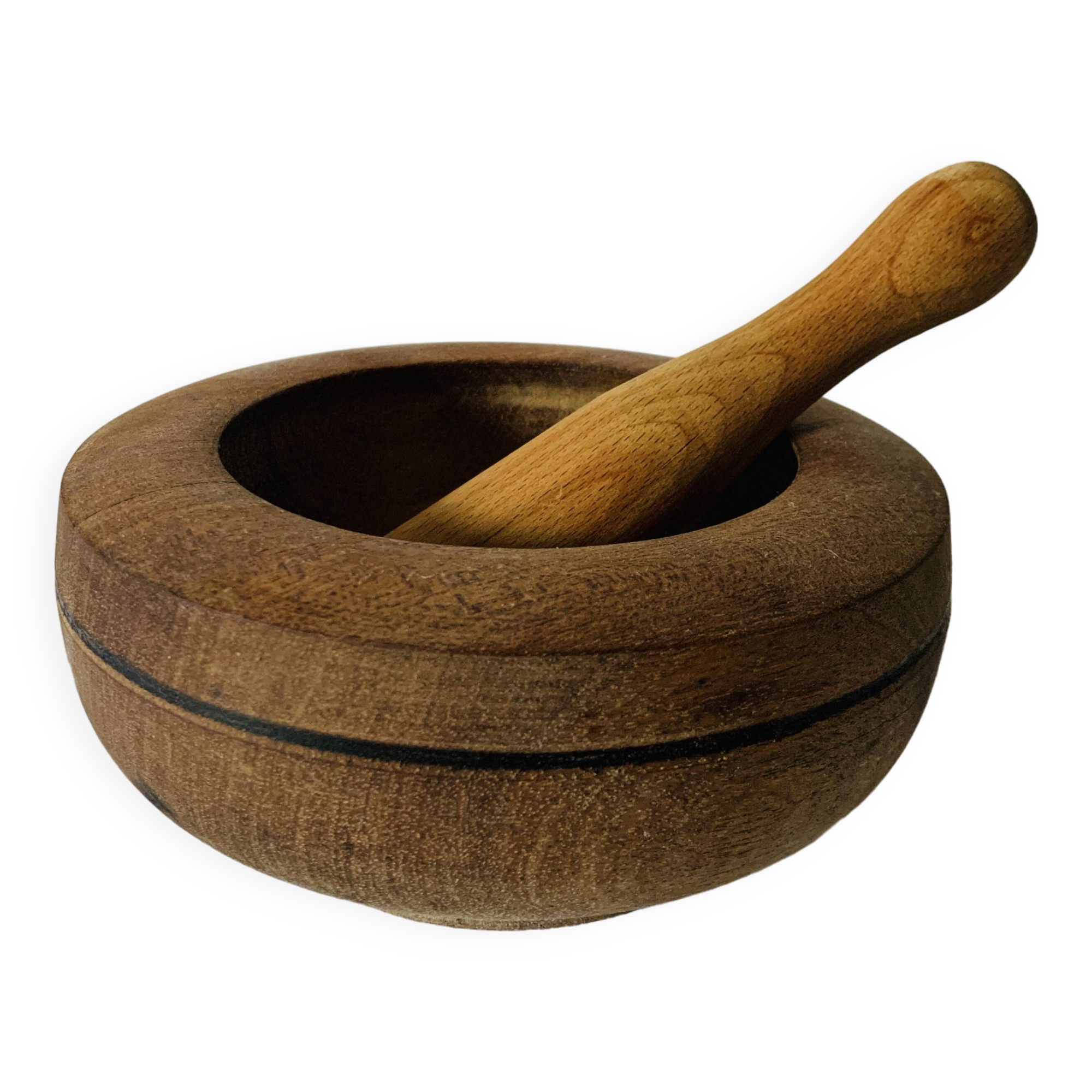 Wooden mortar and pestle