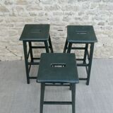 3 high bar stools, wooden, handle