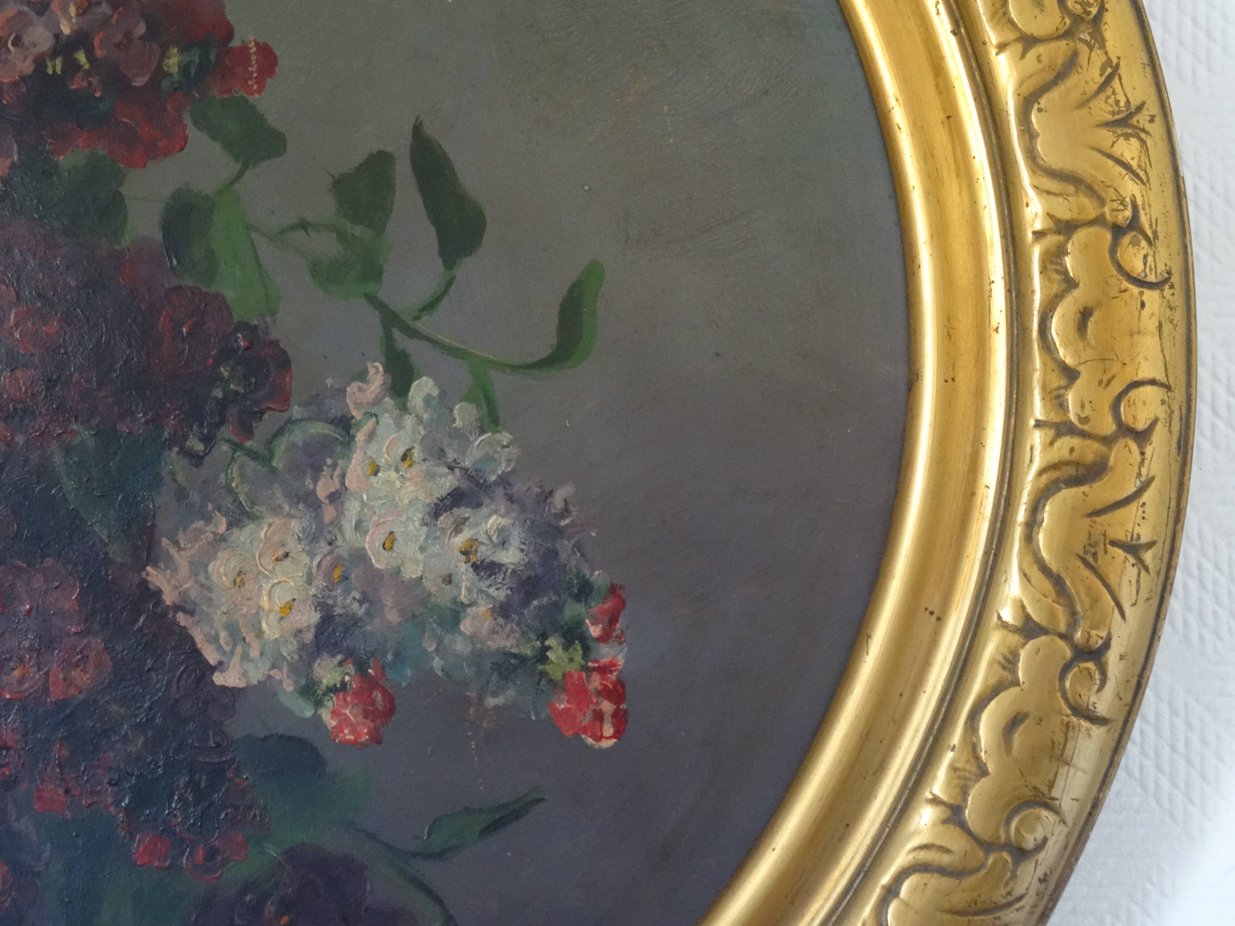 Table in oil bouquet of flowers