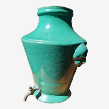 Turquoise glazed terracotta fountain