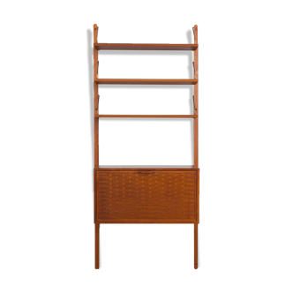 Poul Cadovius wall unit  in teak with secretaire and 3 shelves Denmark, 1960.