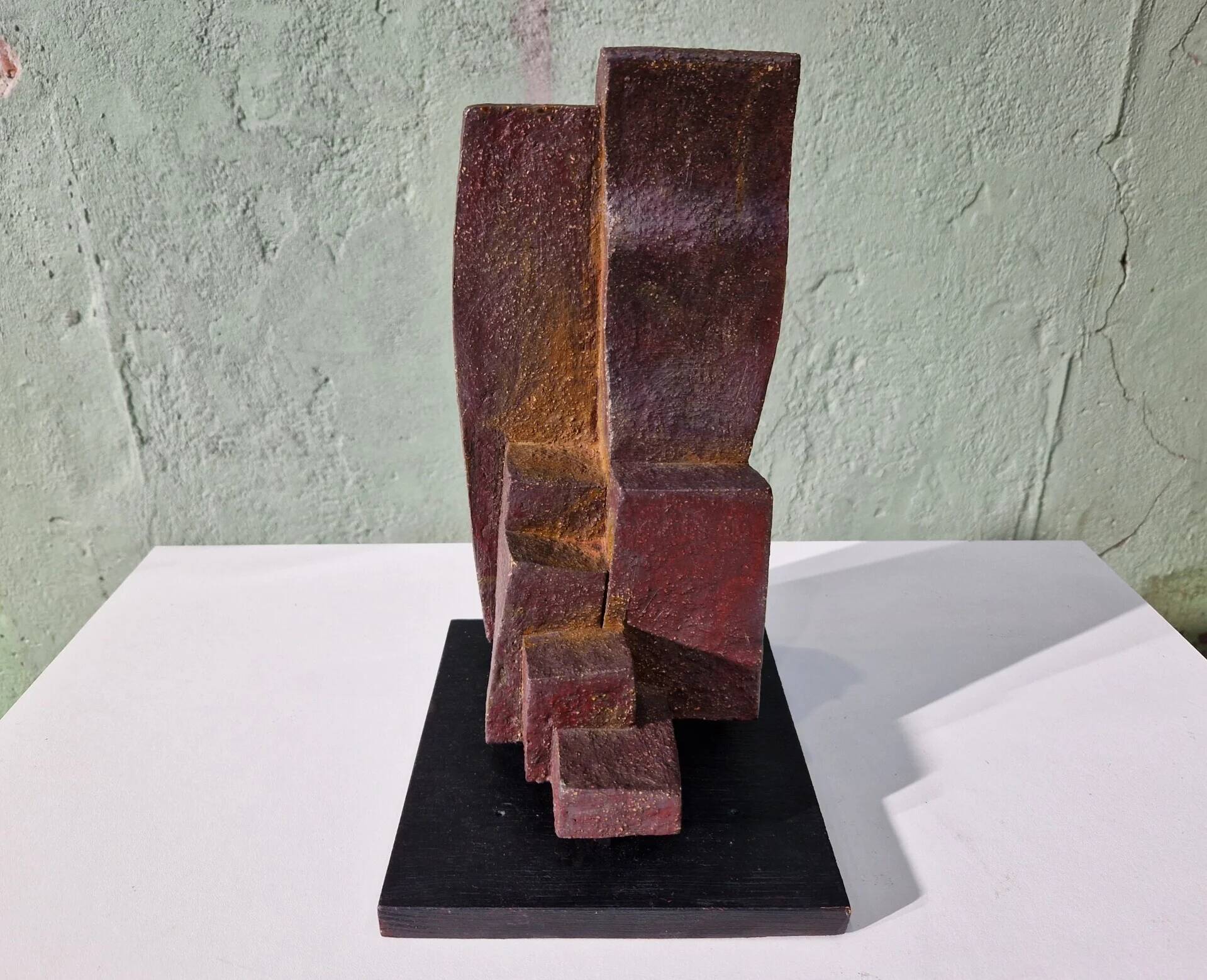 Patinated Cor Dam sculpture in fireclay, 1970s
