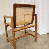 Vintage Wooden Cane Armchair by Branko Ursic: Mid-Century Lounge Chair