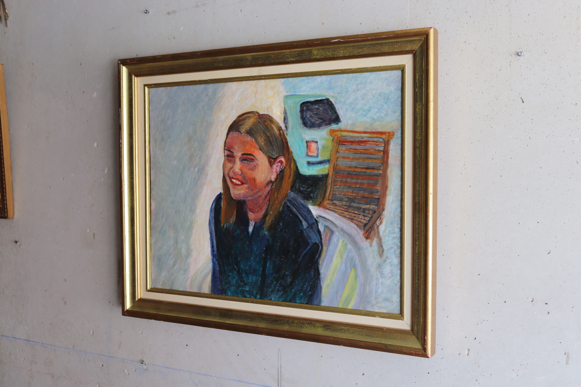 Oil on canvas laughing girl