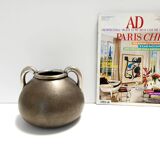 High-Quality Art Deco Burnished Silvered Brass Vase, Italy