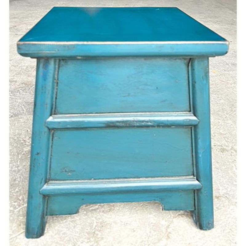 Chevet chinois bleu patiné à l'ancienne - Commandable sur mesure