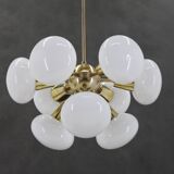 1970s Brass 9-Flamming Chandelier by Sputnik , Czechoslovakia