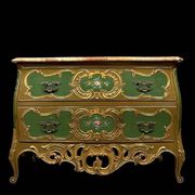 Commode sauteuse Vénitienne galbée style louis XV en bois doré et bois laqu