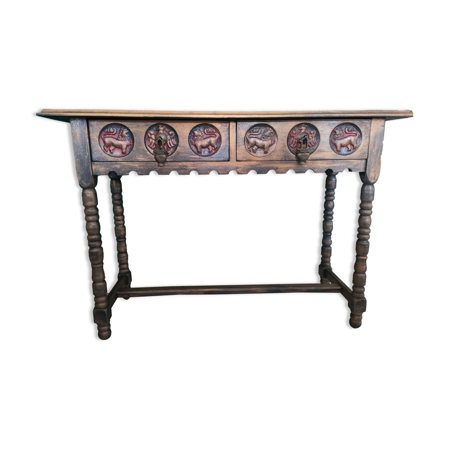 Wooden console 2 drawers antique Chinese style