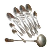 Ménagère couverts anciens art nouveau en métal argenté X12