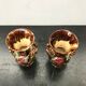 Pair of old vases with vintage beige brown ceramic handles