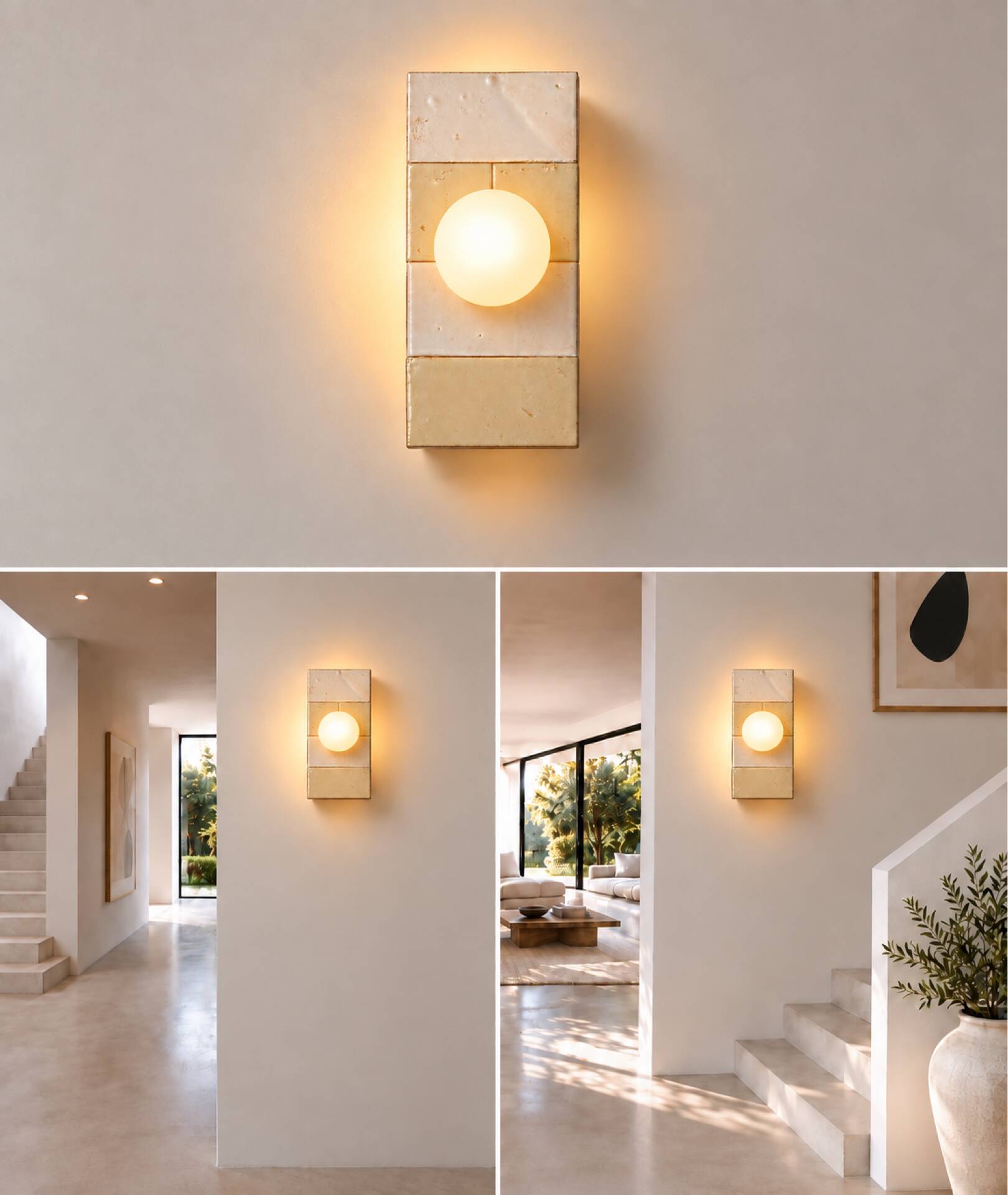 Ceramic zellige wall light