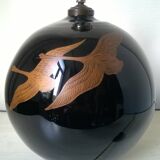 Hand painted opaline glass ball lamp base c.1930/40 Jaque Adnet style