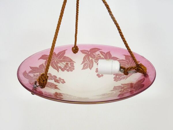 Magnifique vasque Vianne style Art Nouveau 1 Feu, en verre violet à motifs