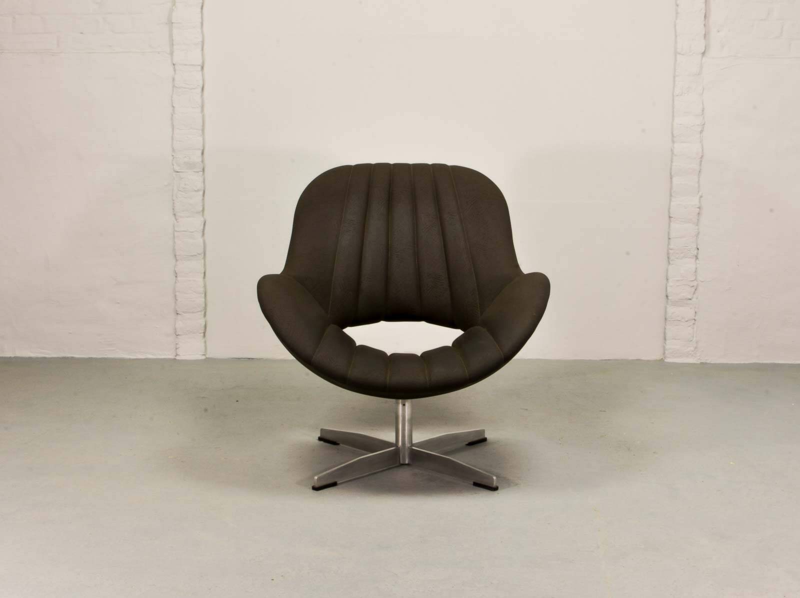 Rohé Chocolate Brown Leatherette Vintage Design Lounge Chair, 1960s
