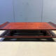 Two-tiered pagoda Wabi Sabi style coffee table in wood and bamboo, 1970s