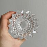 Elegant pair of faceted cut crystal candlesticks
