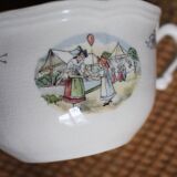 Ecru cup with flowers Alsace Sarreguemines pottery