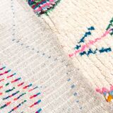 Moroccan Berber rug Azilal, ecru with colorful patterns, 2.10x1.54m