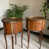 Pair of bedside tables in the shape of a stab, Louis XVI style