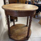 Round turned wood side table