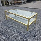 Table basse Pierre Vandel en métal doré brossé années 70