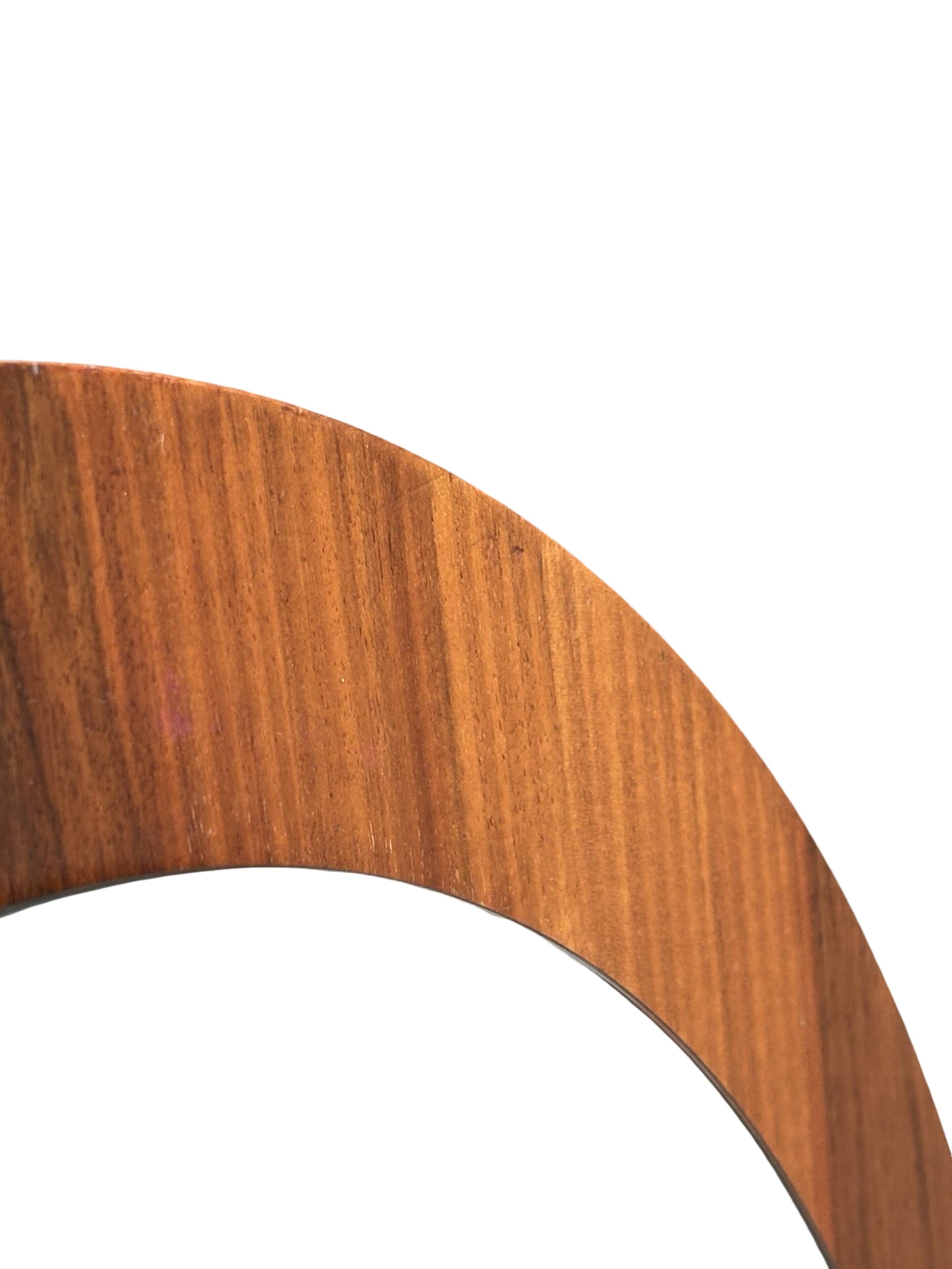 Vintage Round teak wall mirror 1970s wall mirror
