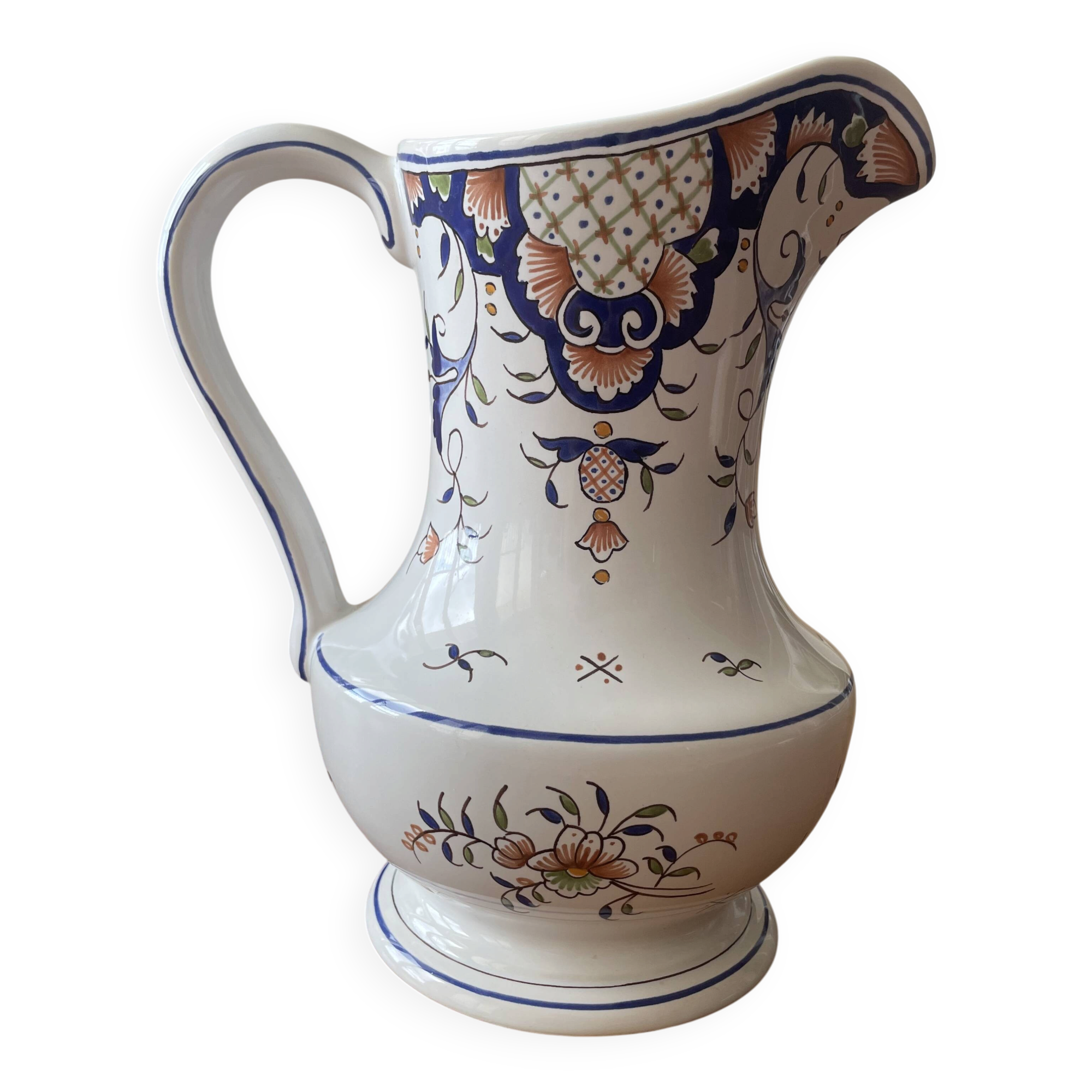 Large ceramic jug Old Rouen 1900