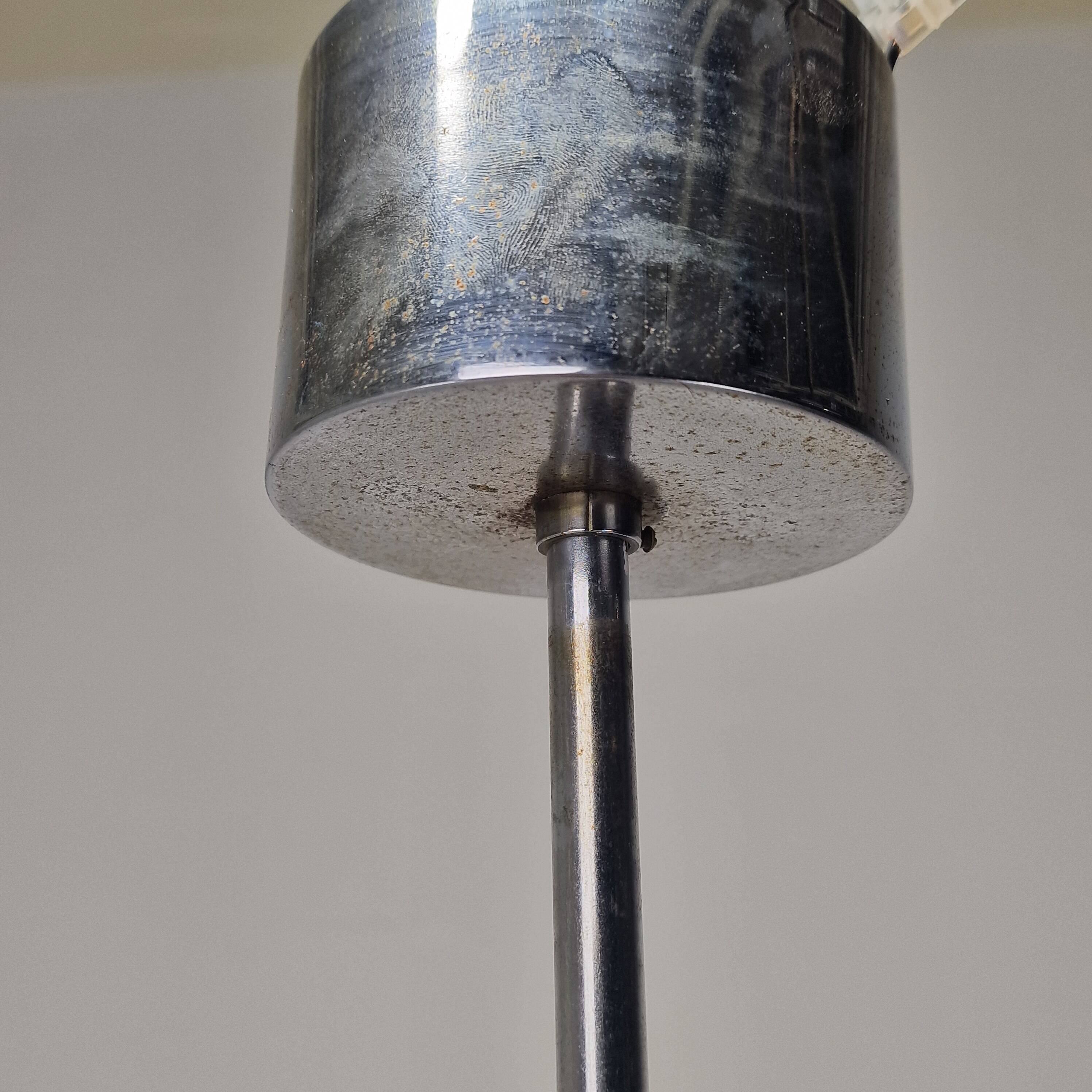 Italian Chrome Lamp with Three Opaline Glass Globes – 1970s