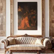 Antique Italian painting The Way of the Cross