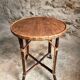 Vintage Round Bamboo and Wood Side Table | Mid-Century Bohemian Accent Table – 1950s/70s