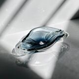 Vide-poche italien Murano années 1970 gris bleu