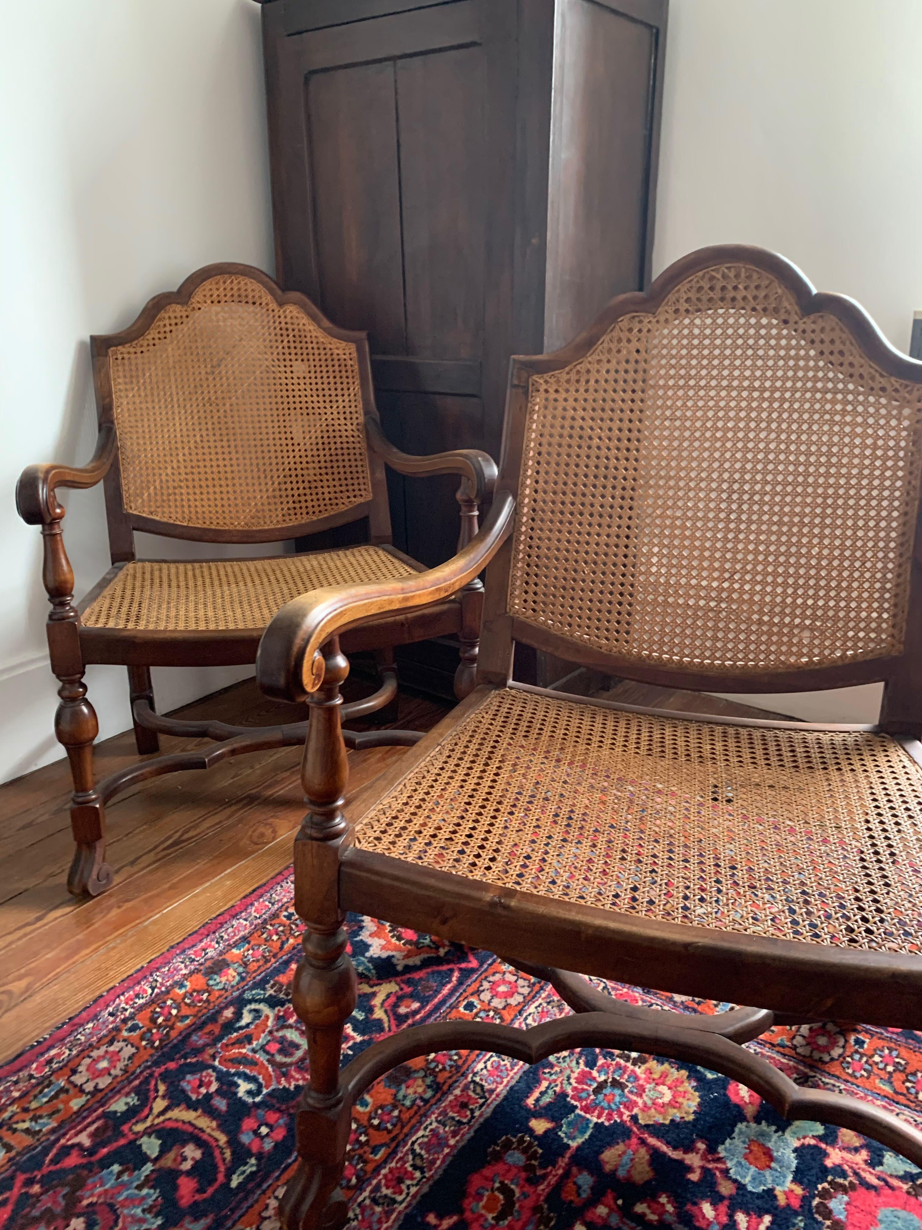 Pairs of canned chairs