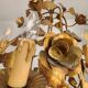 Chandelier hand-forged Hollywood Regency rose leaf decorations