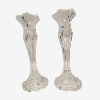 Pair of antique crystal candle holders
